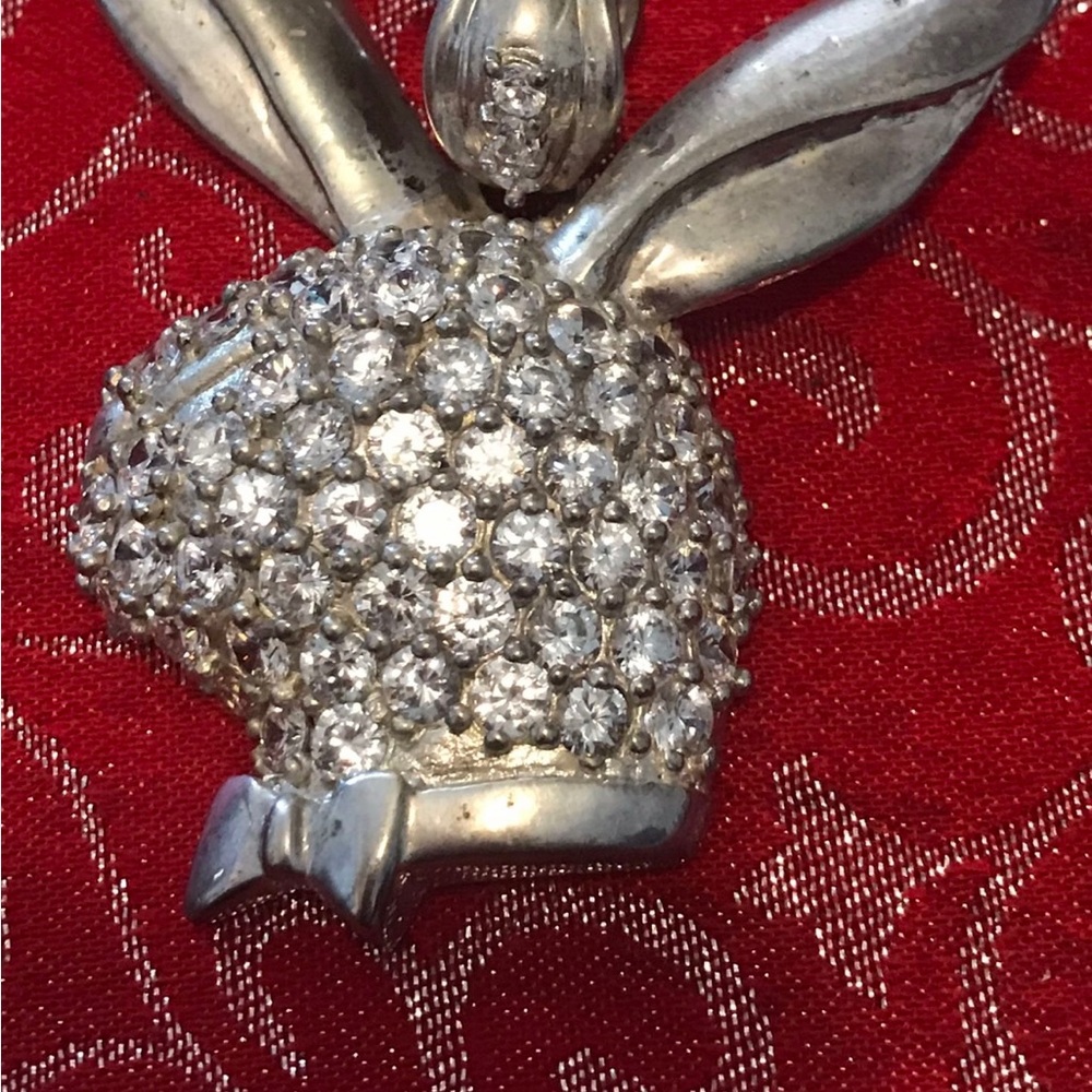 Elegant Sterling Silver .925 Crystal Bunny Pendant